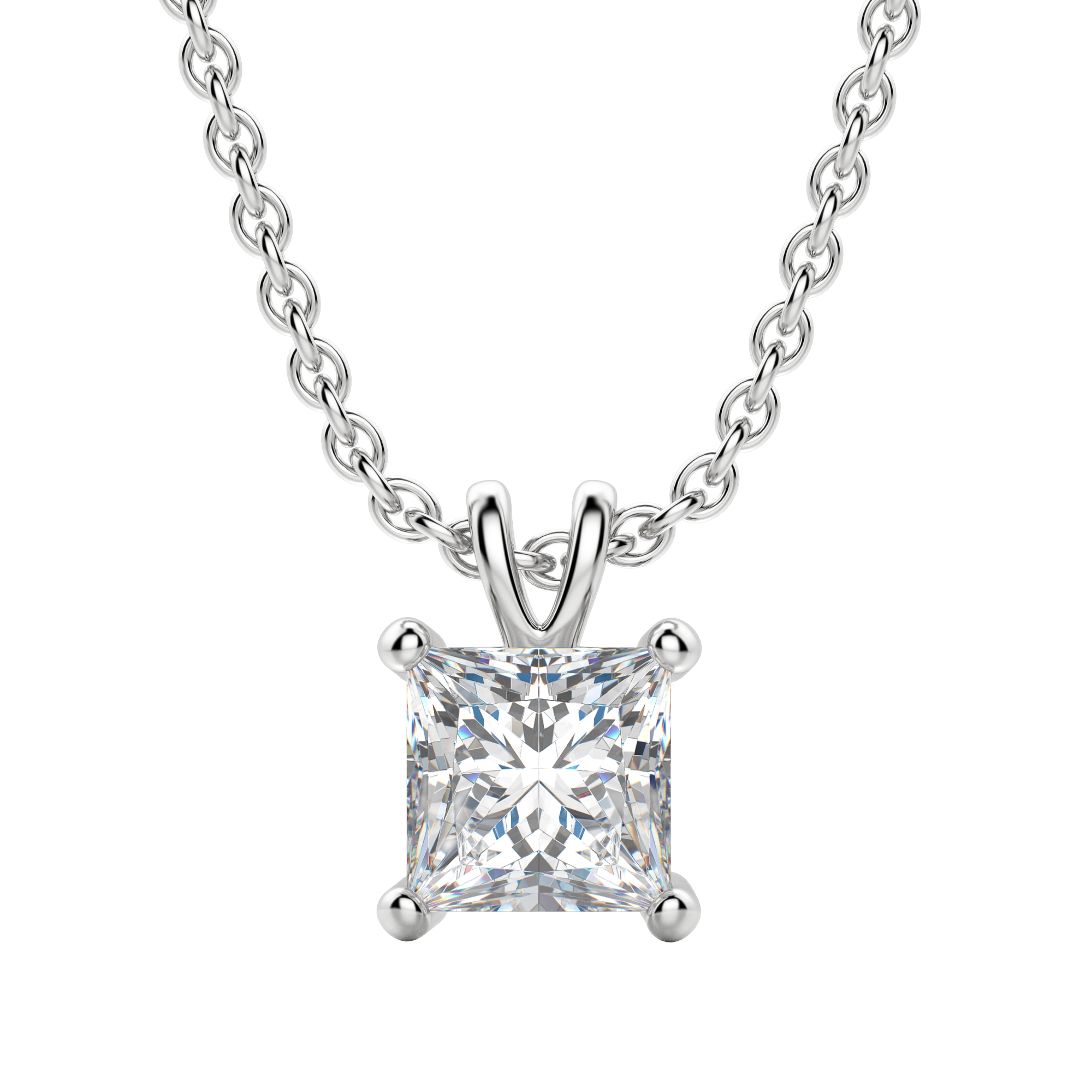 0.25-1.0ct Princess Cut Moissanite Solitaire Necklace