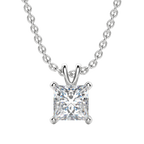 0.25-1.0ct Princess Cut Solitaire Moissanite Diamond Necklace