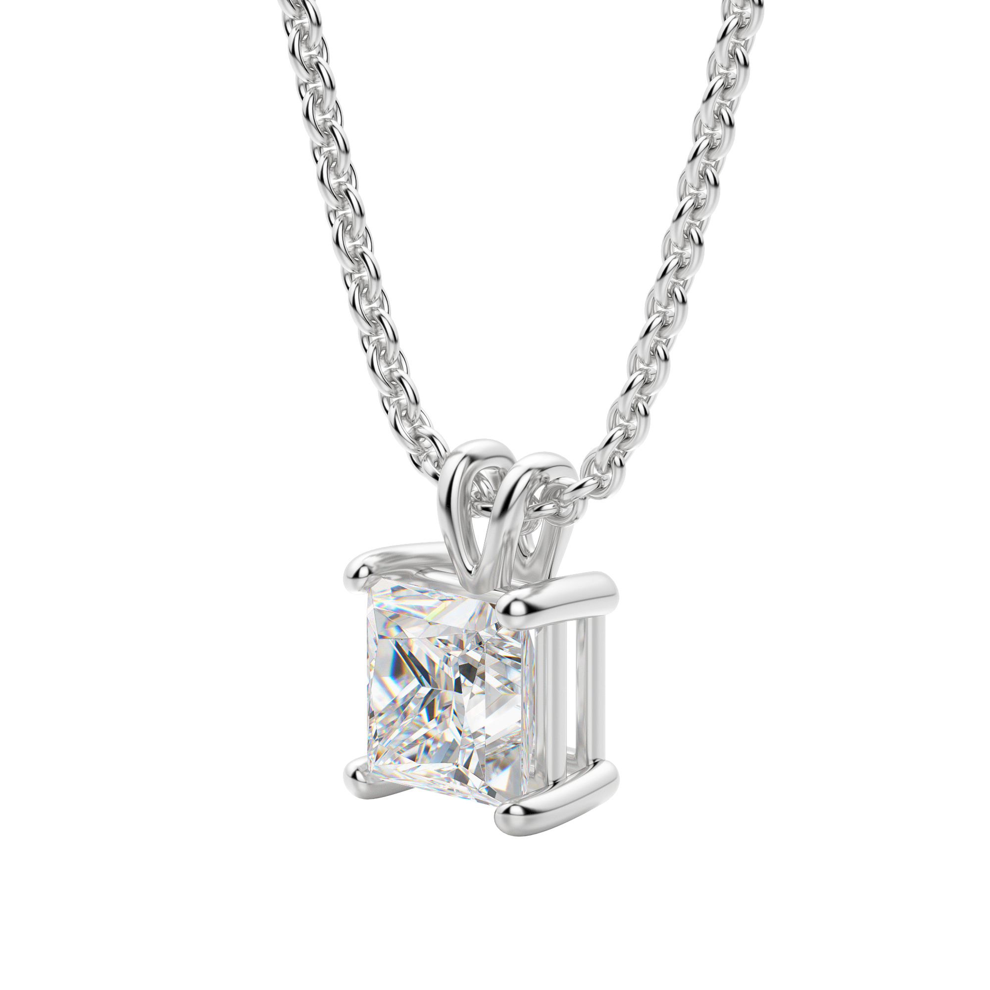 0.25-1.0ct Princess Cut Moissanite Solitaire Necklace