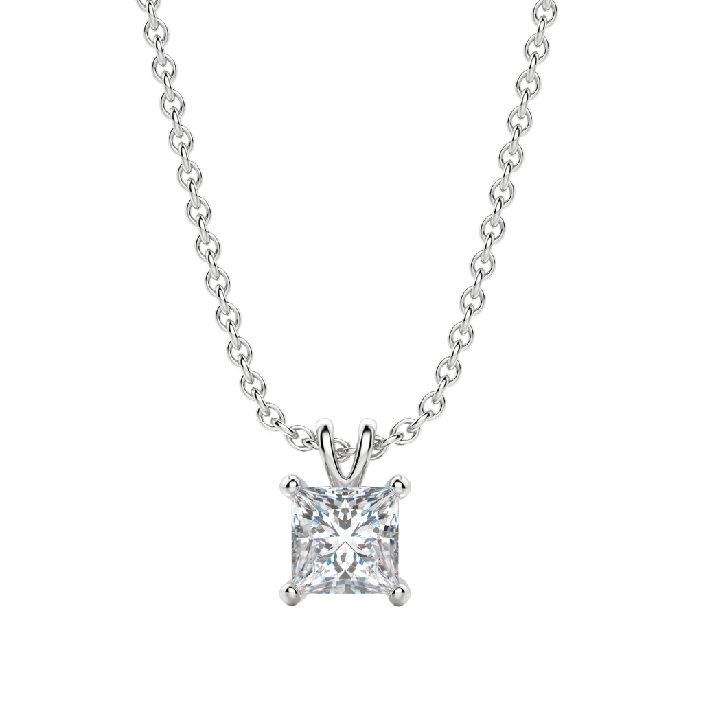 0.25-1.0ct Princess Cut Moissanite Solitaire Necklace