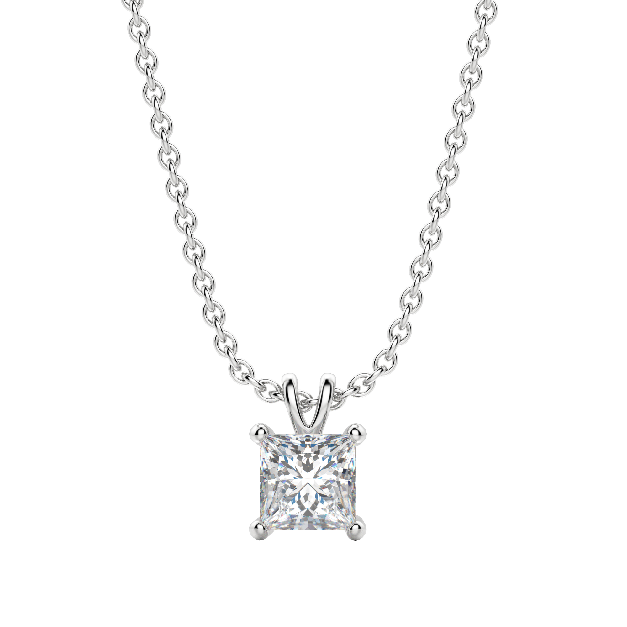 0.25-1.0ct Princess Cut Moissanite Solitaire Necklace