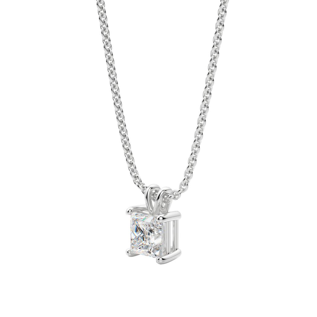 0.25-1.0ct Princess Cut Moissanite Solitaire Necklace