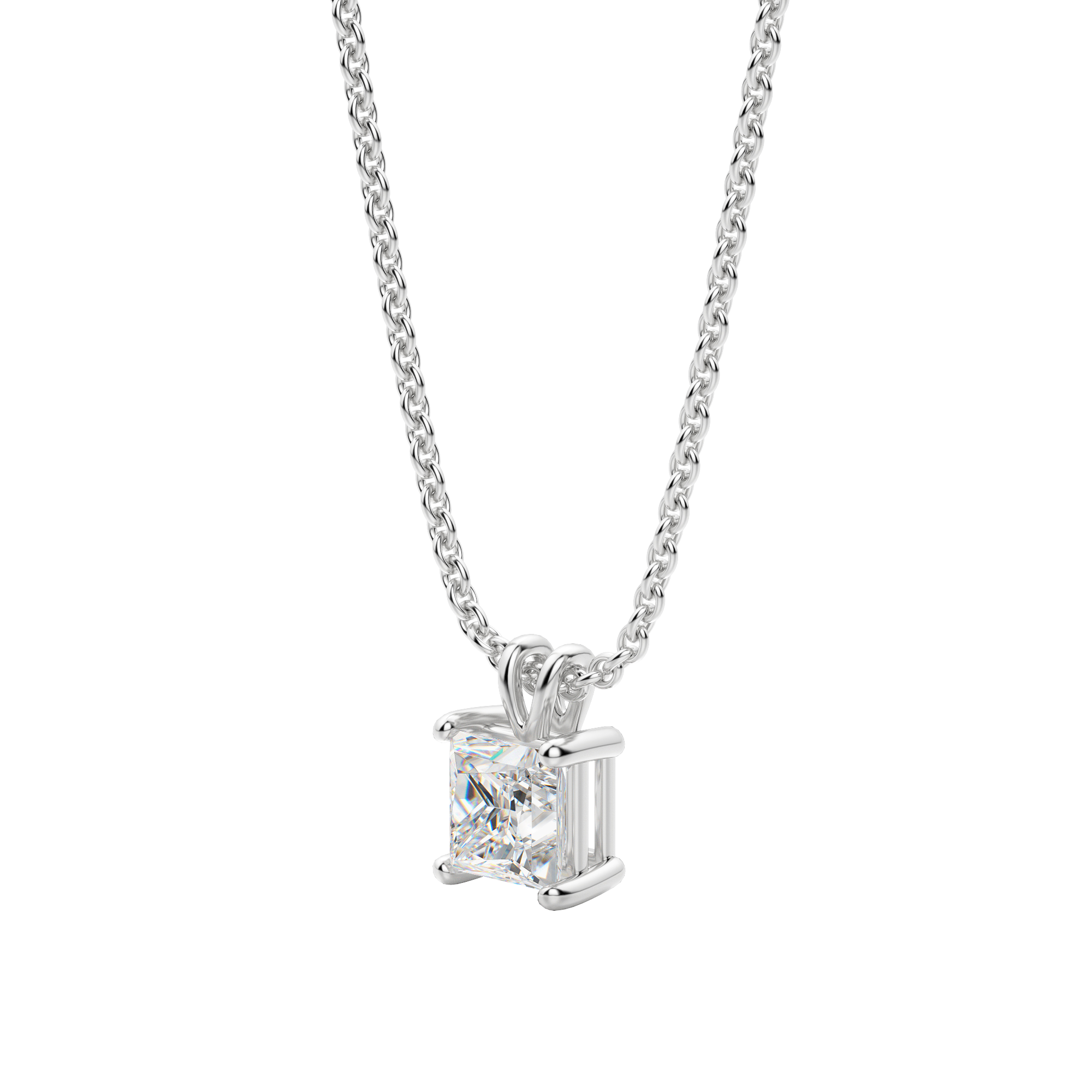 0.25-1.0ct Princess Cut Moissanite Solitaire Necklace