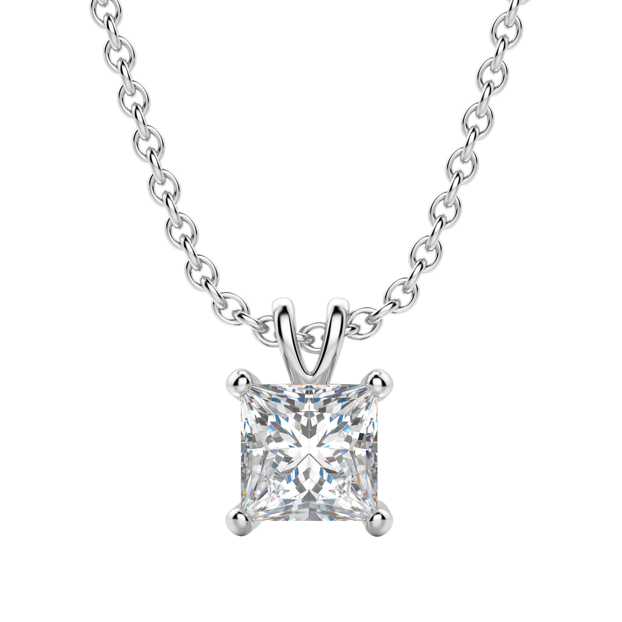 0.25-1.0ct Princess Cut Moissanite Solitaire Necklace
