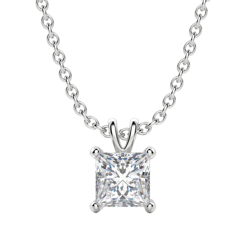 0.25-1.0ct Princess Cut Solitaire Moissanite Diamond Necklace