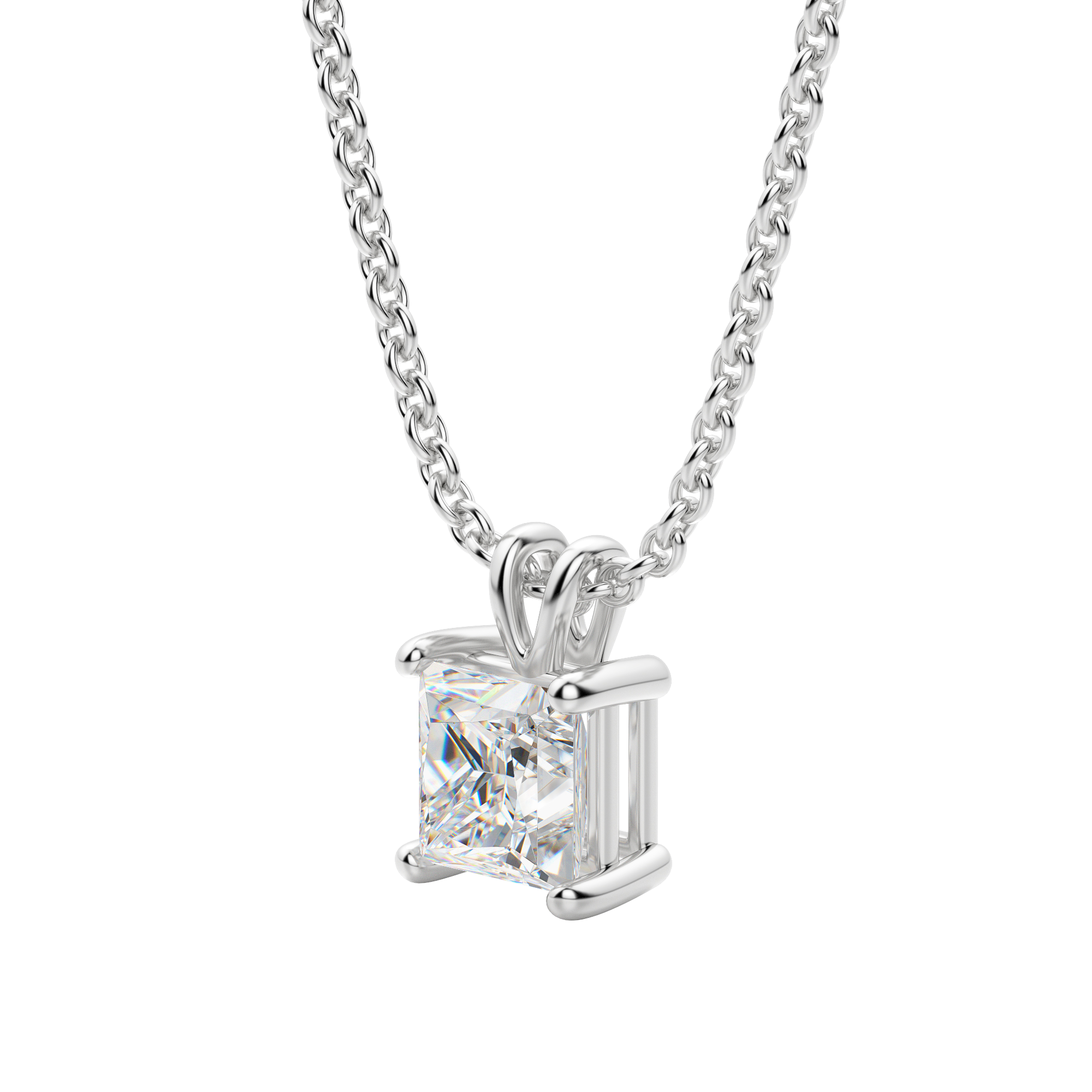 0.25-1.0ct Princess Cut Moissanite Solitaire Necklace