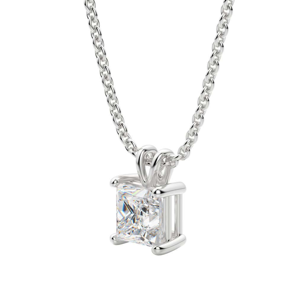 0.25-1.0ct Princess Cut Solitaire Moissanite Diamond Necklace