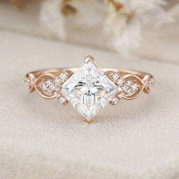 1.5 Carat Princess Cut Moissanite cluster Engagement rings