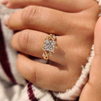Nature Inspired Princess Cut Ring in Leaf Details