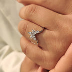 U Shape Curved Wedding Band with Marquise and Round Diamonds