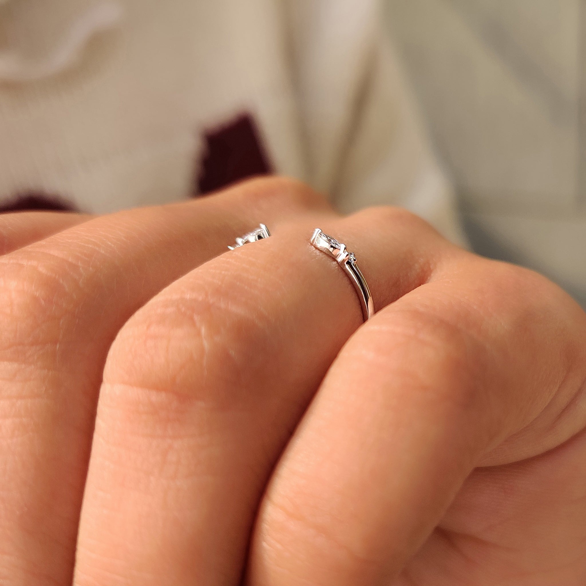 Marquise and Round Diamond Band in Open Gap Style