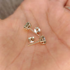 Green Portuguese Cut Diamond Earrings in Push Back