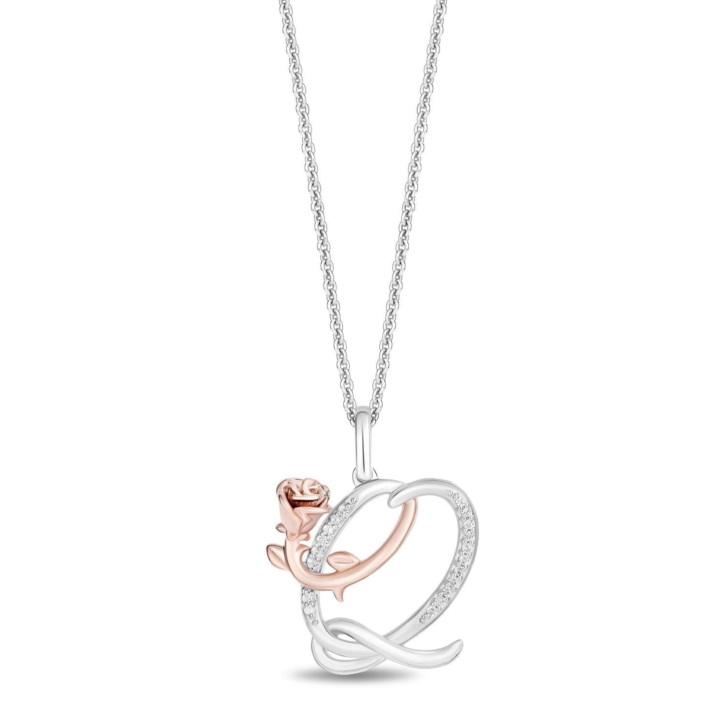 Enchanted Disney Fine Jewelry Diamonds Alphabet A to Z Belle Pendant Necklace