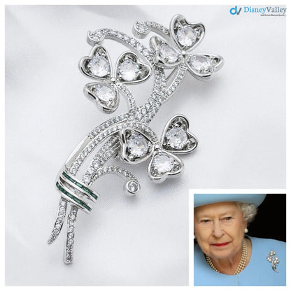 Queen Elizabeth’s Irish Shamrock Diamond Jubilee National Emblem Brooch DisneyValley