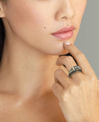 CARLIN Gold Signet Ring with 3.10ct Black Diamonds