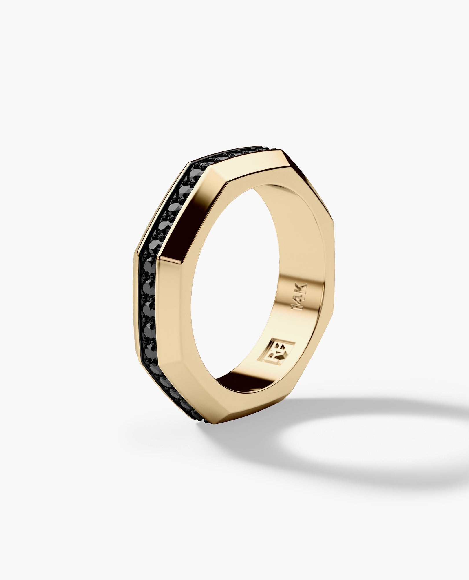 LINCOLN Gold Ring with 0.80ct Black Diamonds