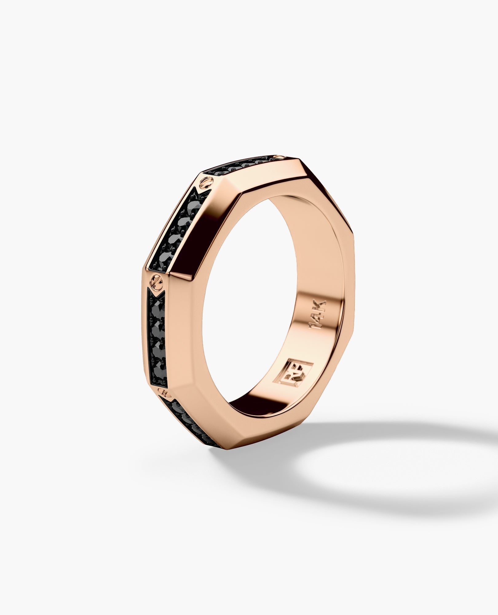 LINCOLN Gold Ring with 0.60ct Black Diamonds