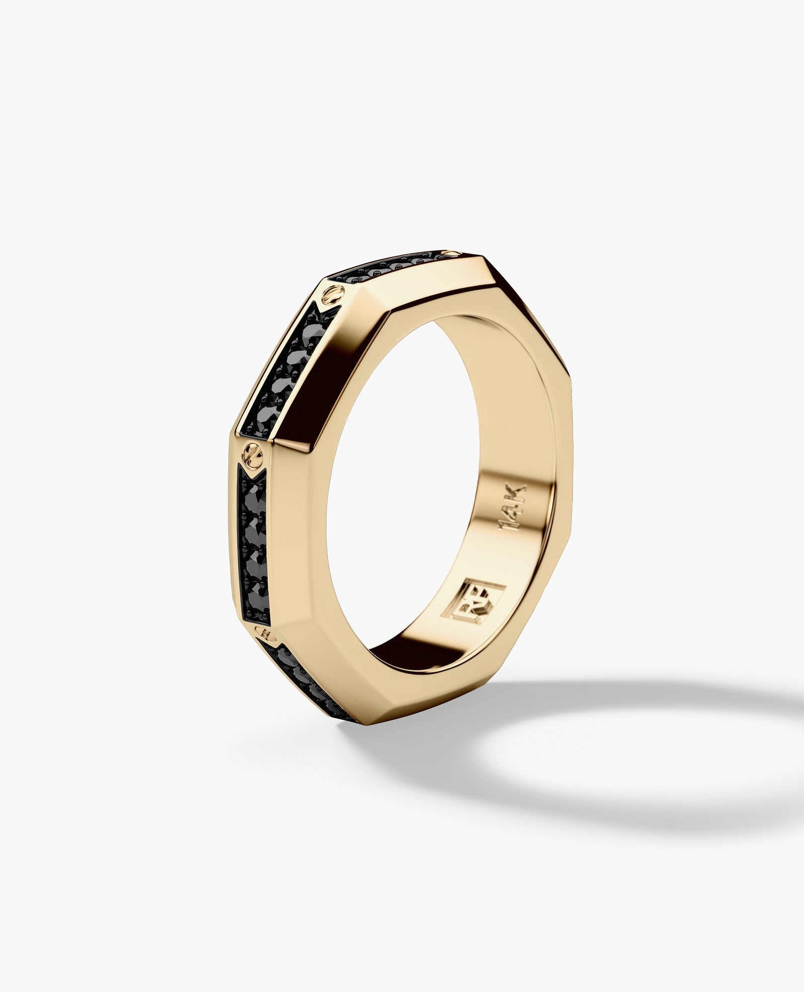 LINCOLN Gold Ring with 0.60ct Black Diamonds