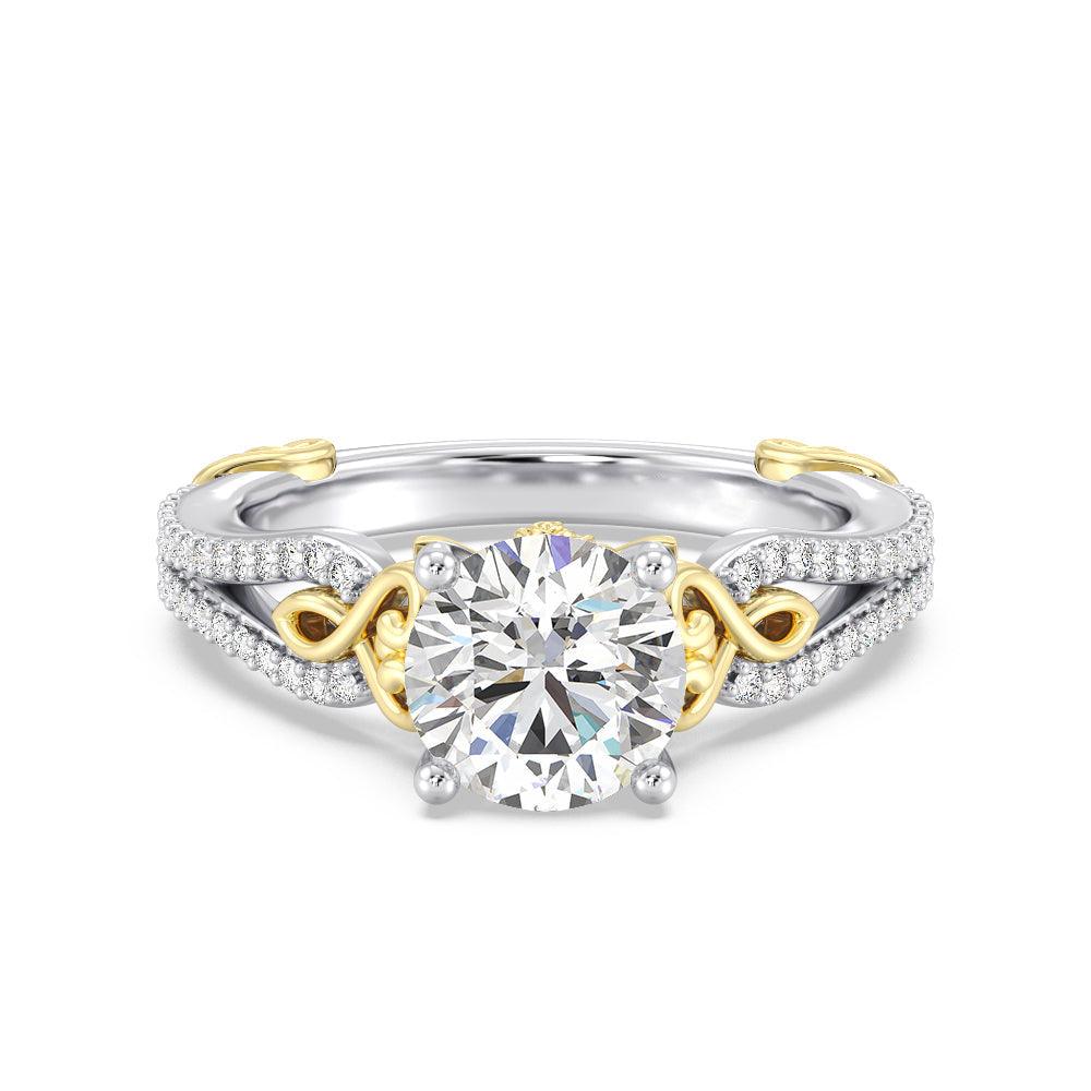 Enchanted Star Moissanite Diamond Gold Belle Vintage Engagement Ring