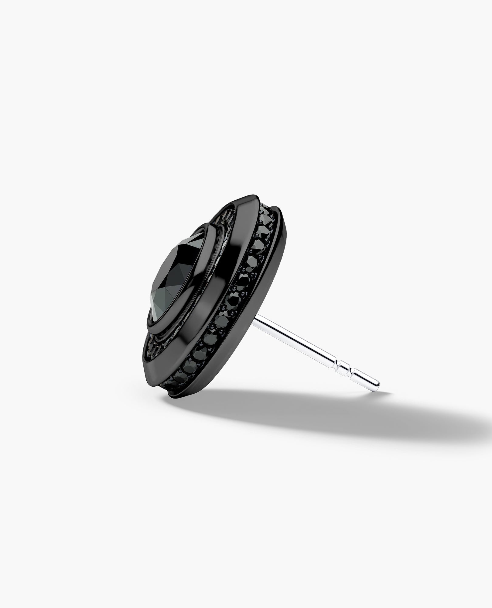 HALO EverBlak Gold Round Cut Single Stud Earring with 0.50ct - 1.35ct Black Diamonds