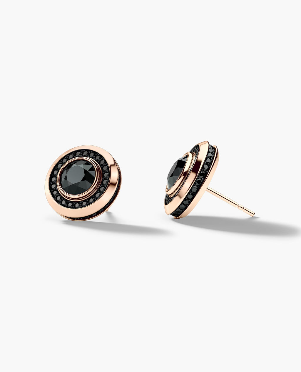 HALO Gold Round Cut Single Stud Earring with 0.50ct - 1.35ct Black Diamonds