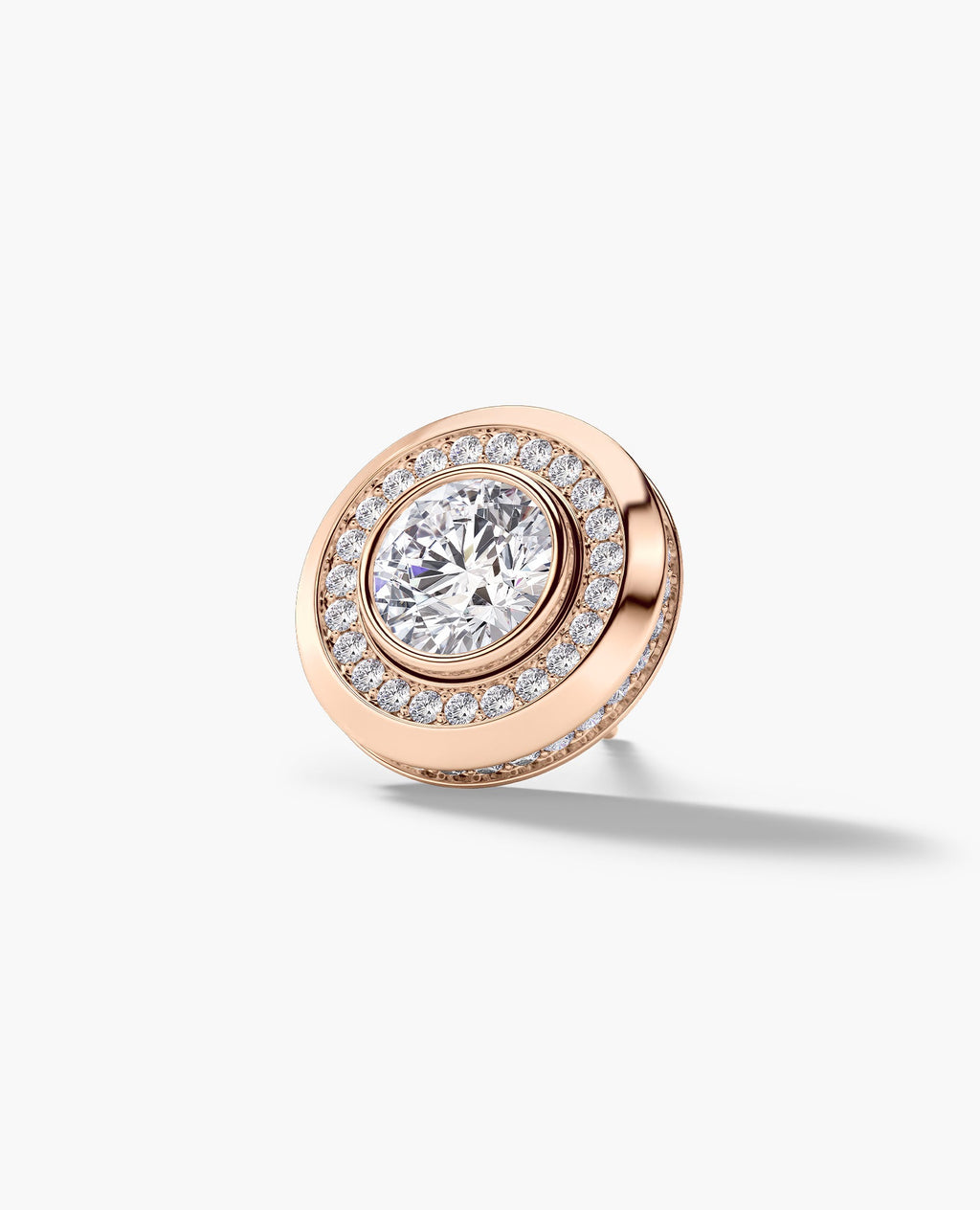 HALO Gold Round Cut Single Stud Earring with 0.50ct - 1.35ct Diamonds