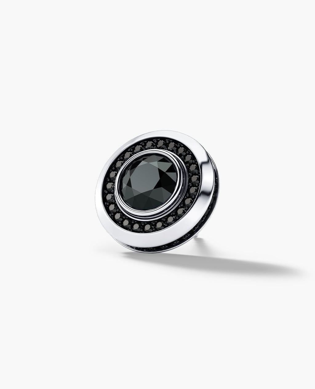 HALO Gold Round Cut Single Stud Earring with 0.50ct - 1.35ct Black Diamonds
