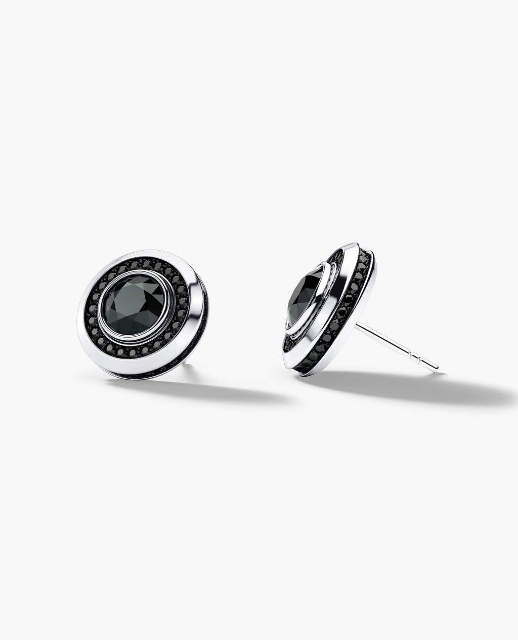 HALO Gold Round Cut Single Stud Earring with 0.50ct - 1.35ct Black Diamonds