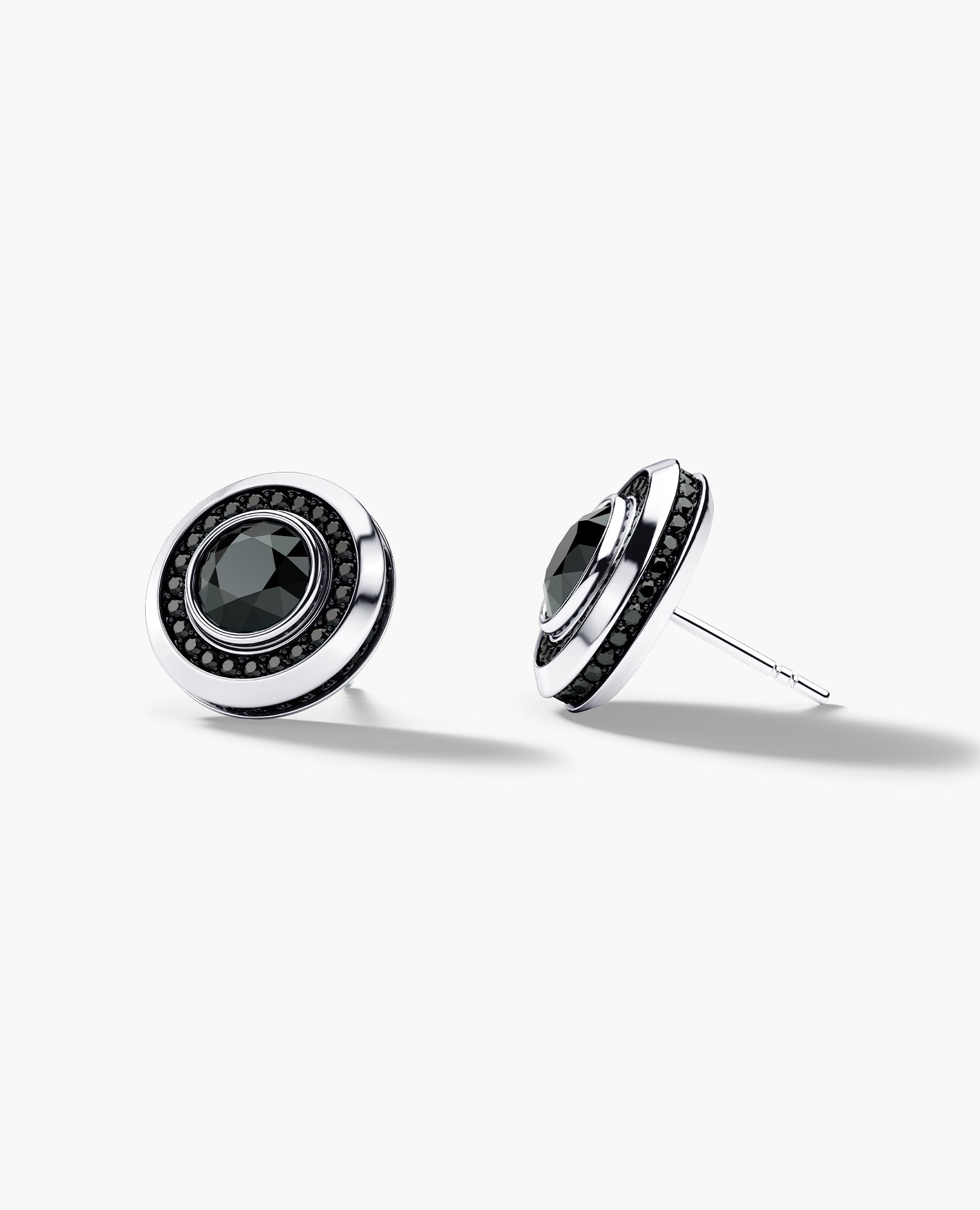 HALO Gold Round Cut Single Stud Earring with 0.50ct - 1.35ct Black Diamonds