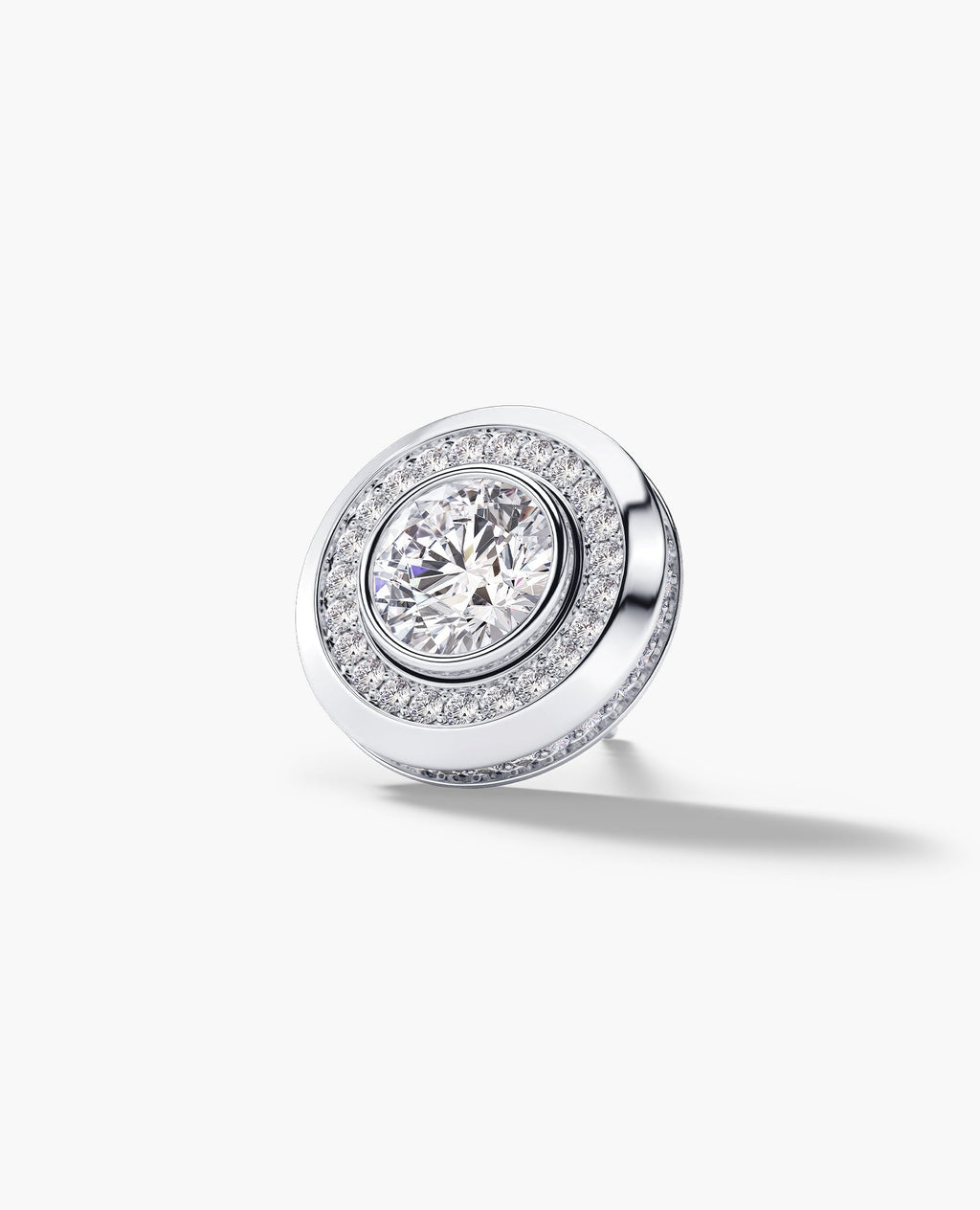 HALO Gold Round Cut Single Stud Earring with 0.50ct - 1.35ct Diamonds
