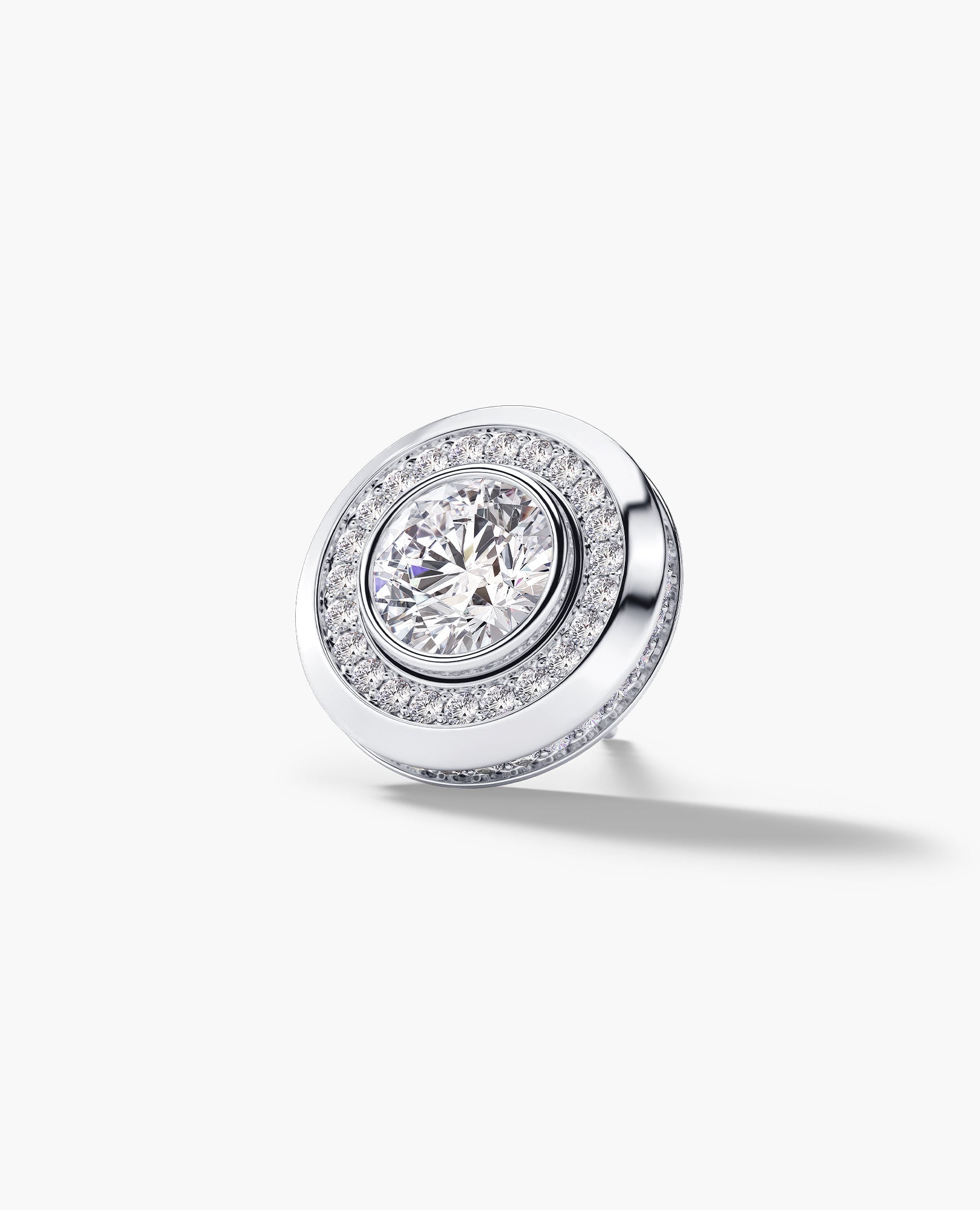HALO Gold Round Cut Single Stud Earring with 0.50ct - 1.35ct Diamonds
