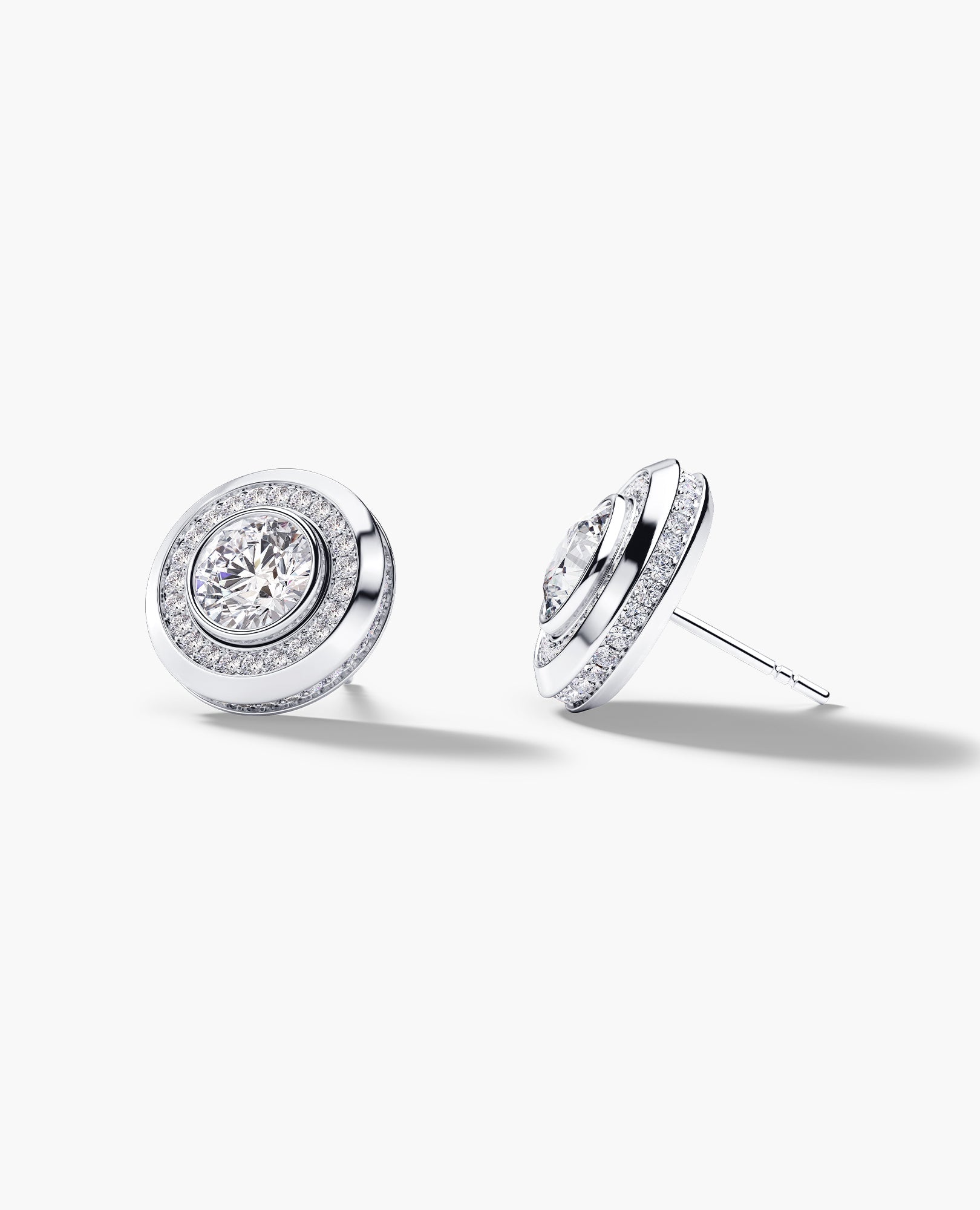 HALO Gold Round Cut Single Stud Earring with 0.50ct - 1.35ct Diamonds