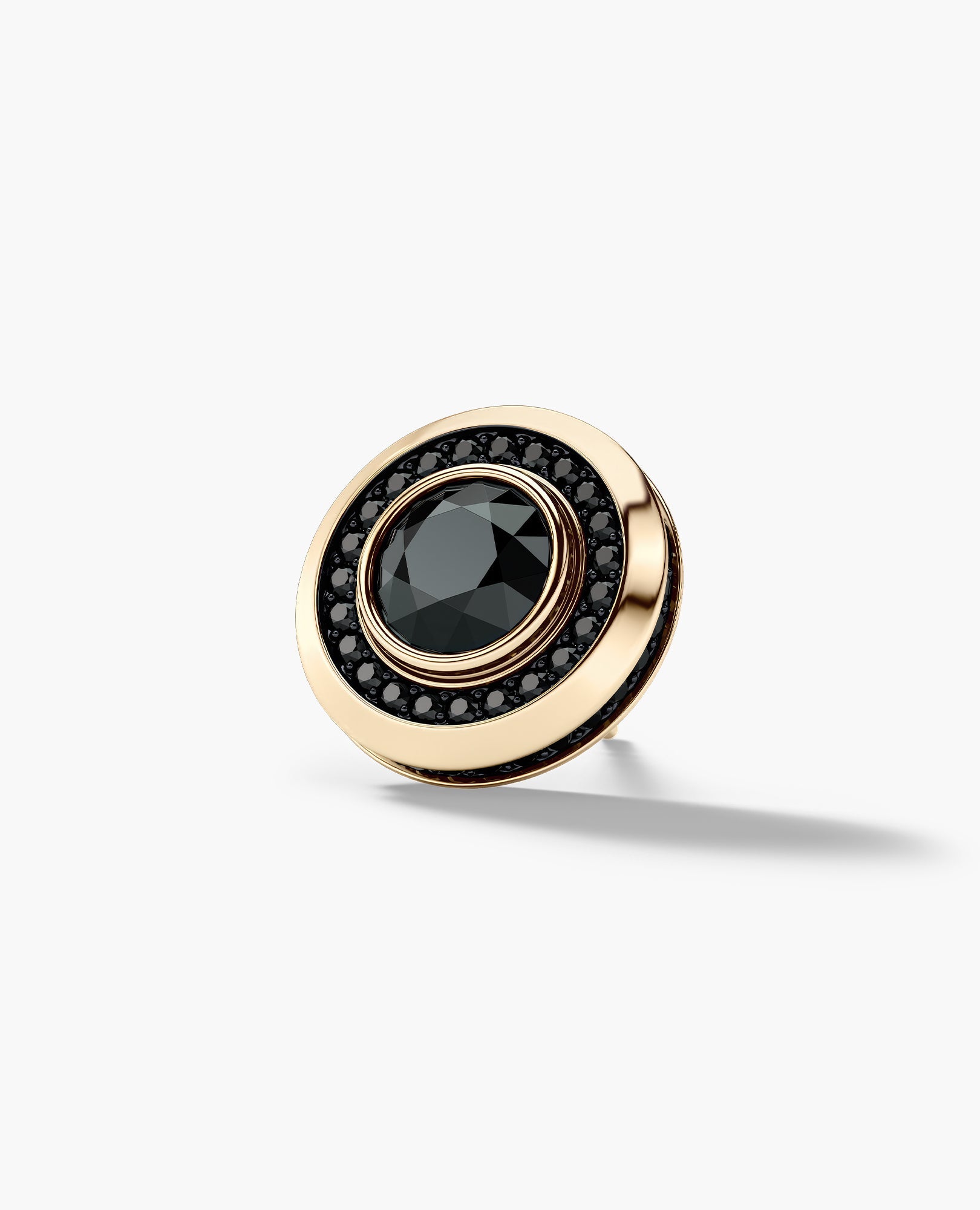 HALO Gold Round Cut Single Stud Earring with 0.50ct - 1.35ct Black Diamonds