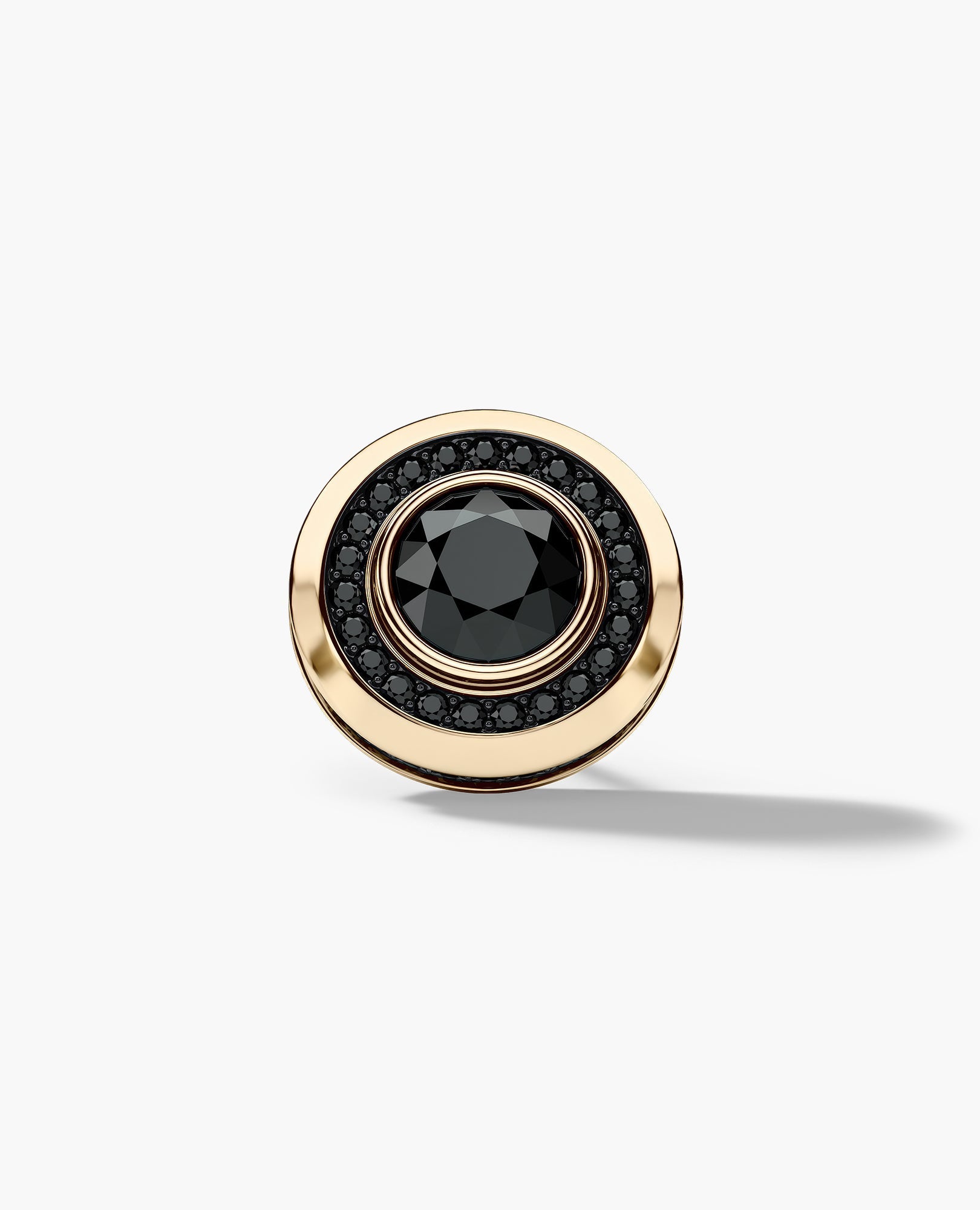 HALO Gold Round Cut Single Stud Earring with 0.50ct - 1.35ct Black Diamonds