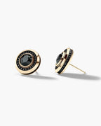 HALO Gold Round Cut Single Stud Earring with 0.50ct - 1.35ct Black Diamonds