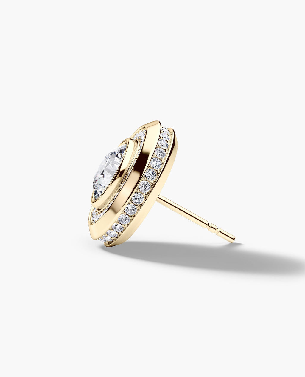 HALO Gold Round Cut Single Stud Earring with 0.50ct - 1.35ct Diamonds