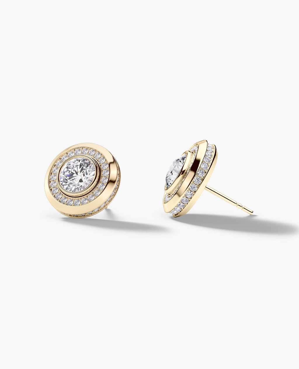 HALO Gold Round Cut Single Stud Earring with 0.50ct - 1.35ct Diamonds