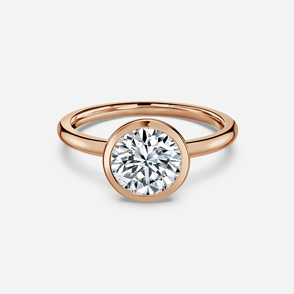 1.0 CT Round Moissanite Bezel Solitaire Engagement Ring
