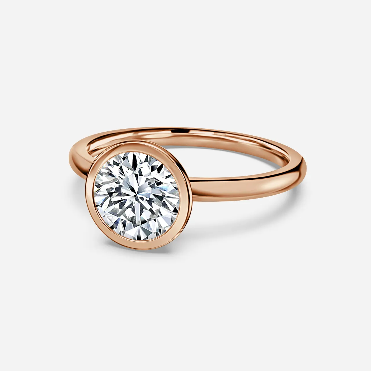 1.0 CT Round Moissanite Bezel Solitaire Engagement Ring