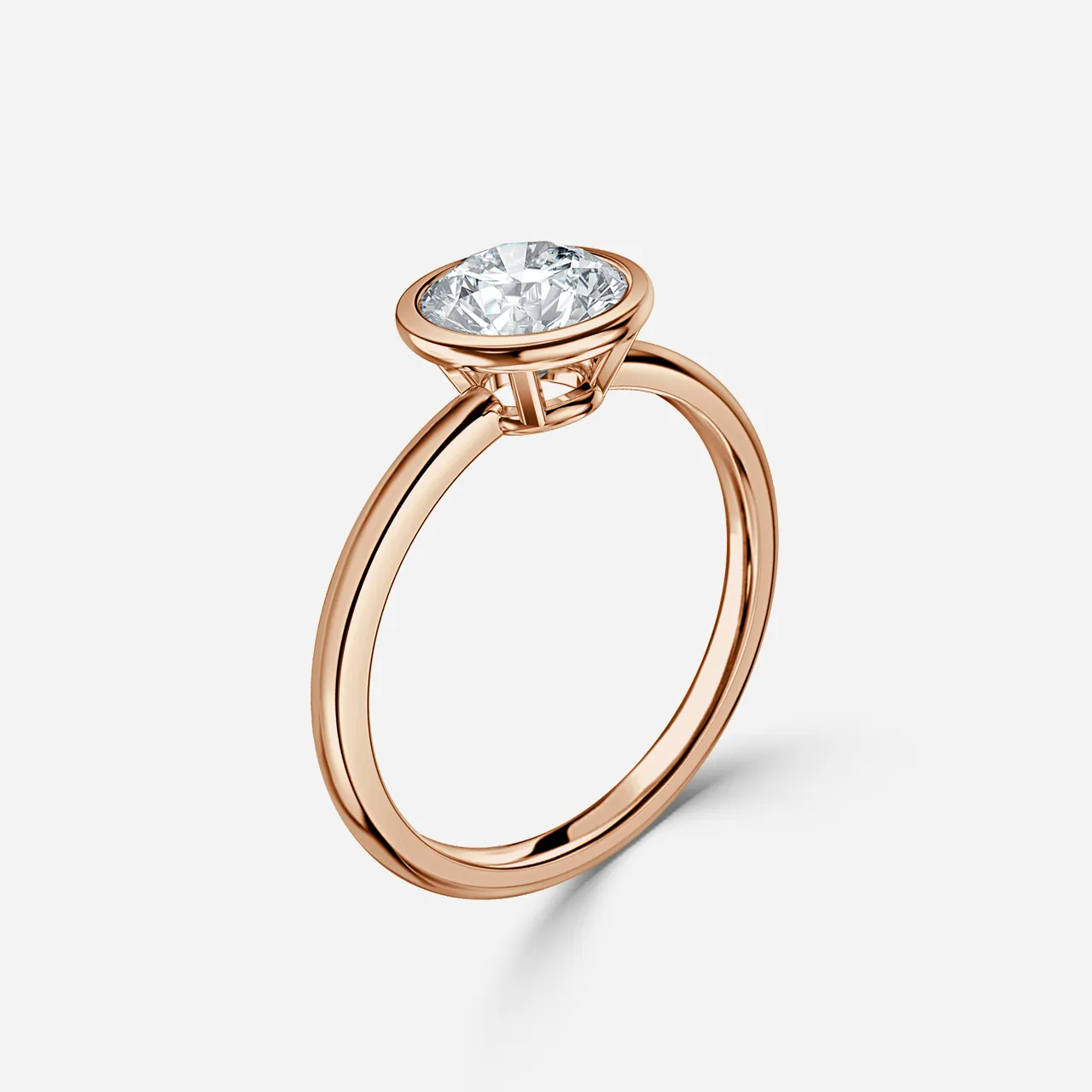 1.0 CT Round Moissanite Bezel Solitaire Engagement Ring