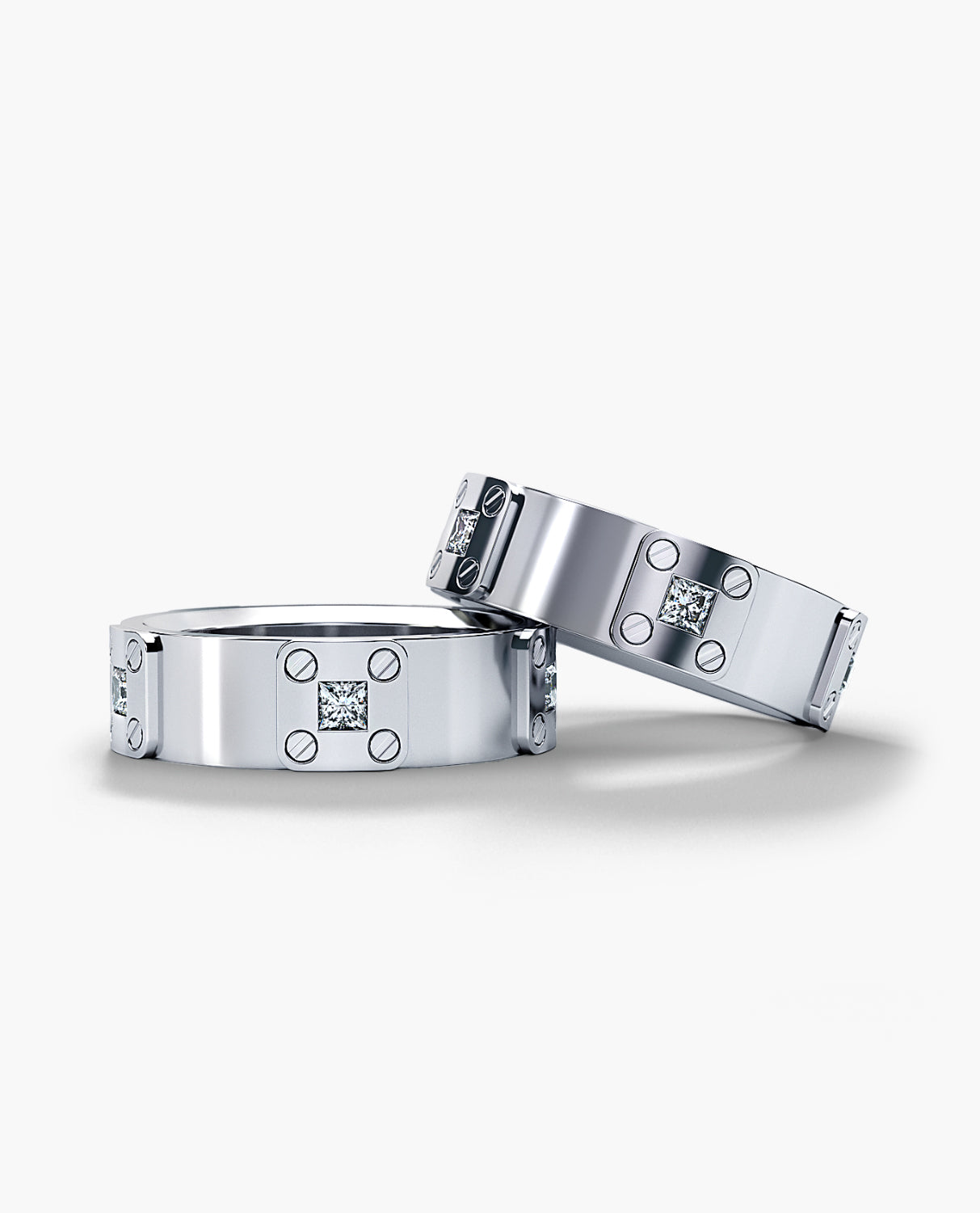 BARITE Gold Matching Diamond Wedding Band Set