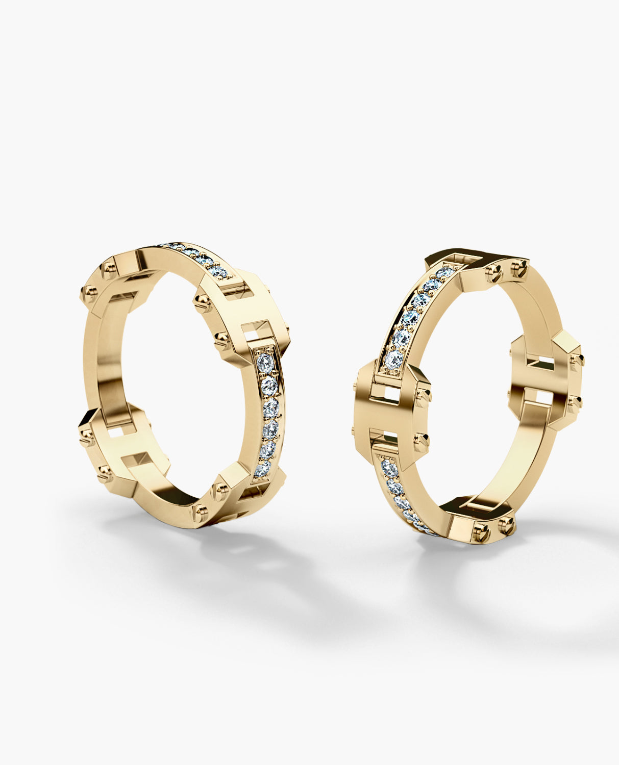 BOISE Gold Matching Diamond Wedding Band Set
