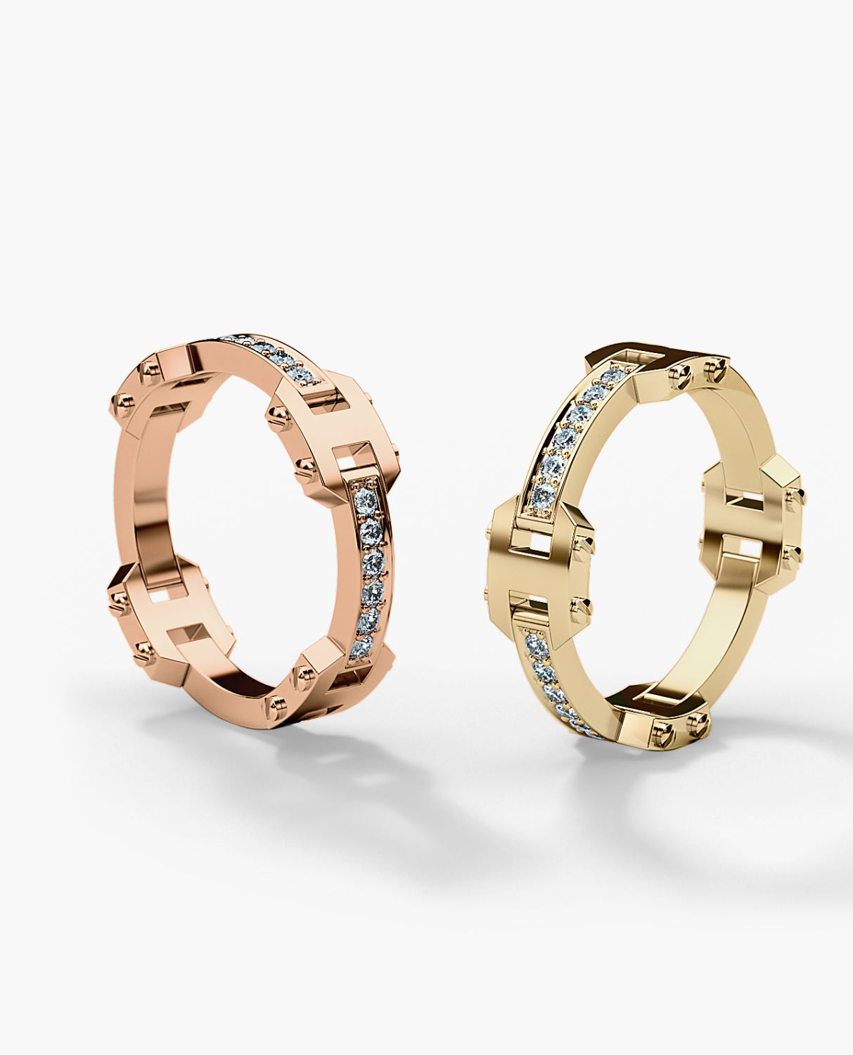 BOISE Gold Matching Diamond Wedding Band Set