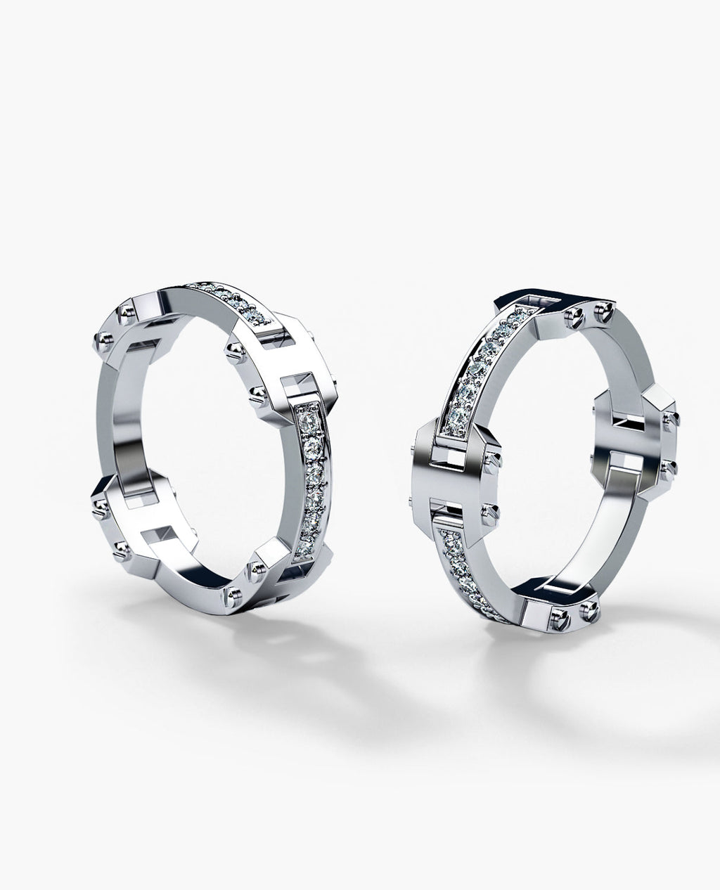 BOISE Gold Matching Diamond Wedding Band Set