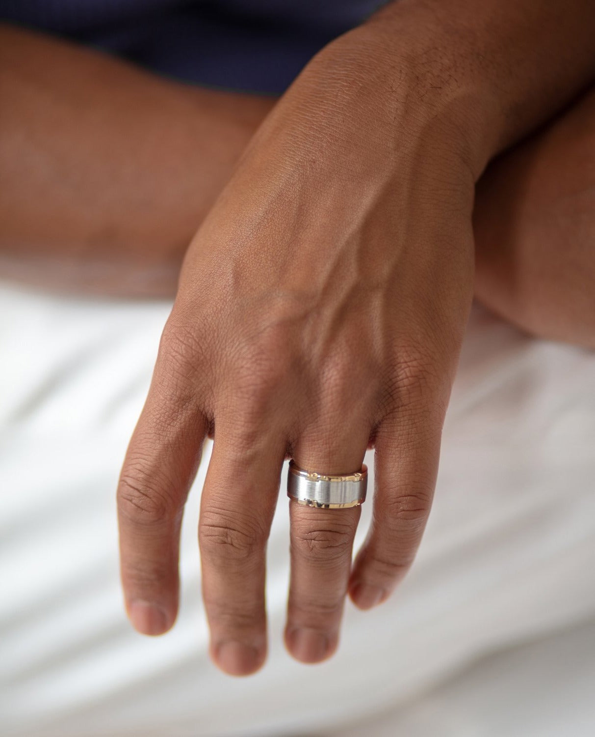 CABARRUS Two-Tone Gold Matching Wedding Band Set