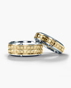CALHOUN Two-Tone Gold Matching Wedding Band Set