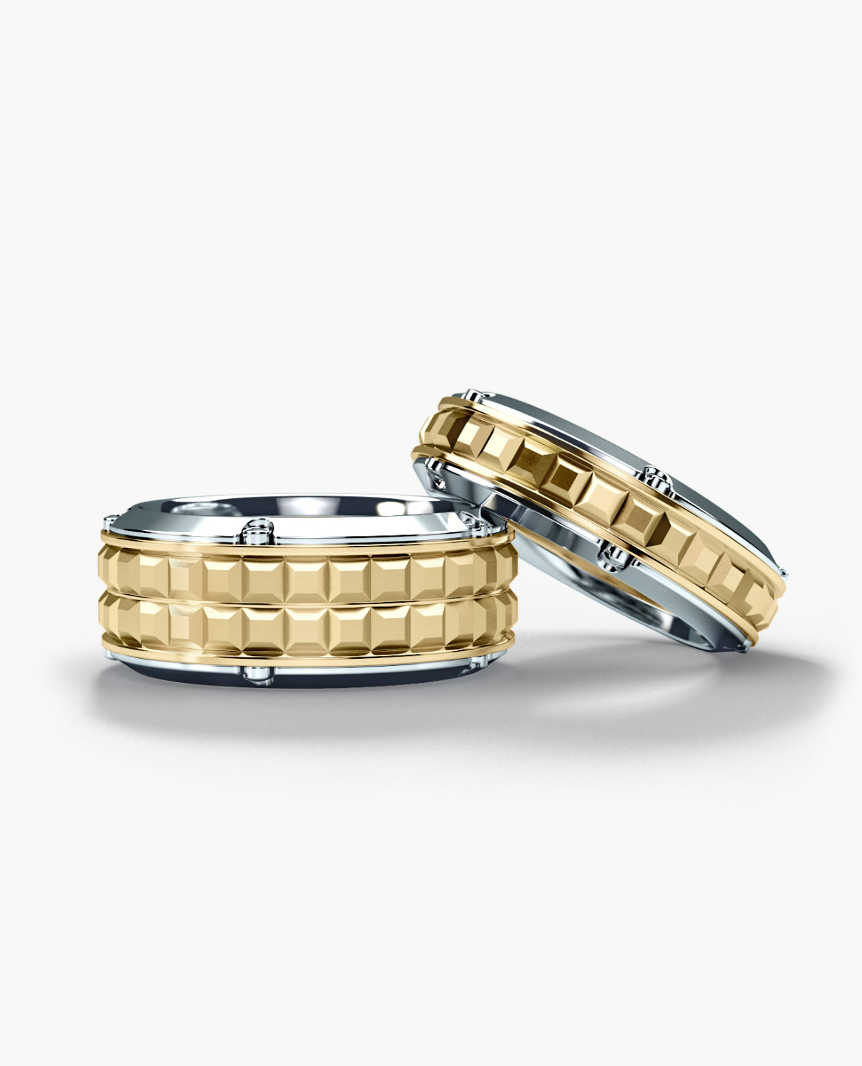 CALHOUN Two-Tone Gold Matching Wedding Band Set