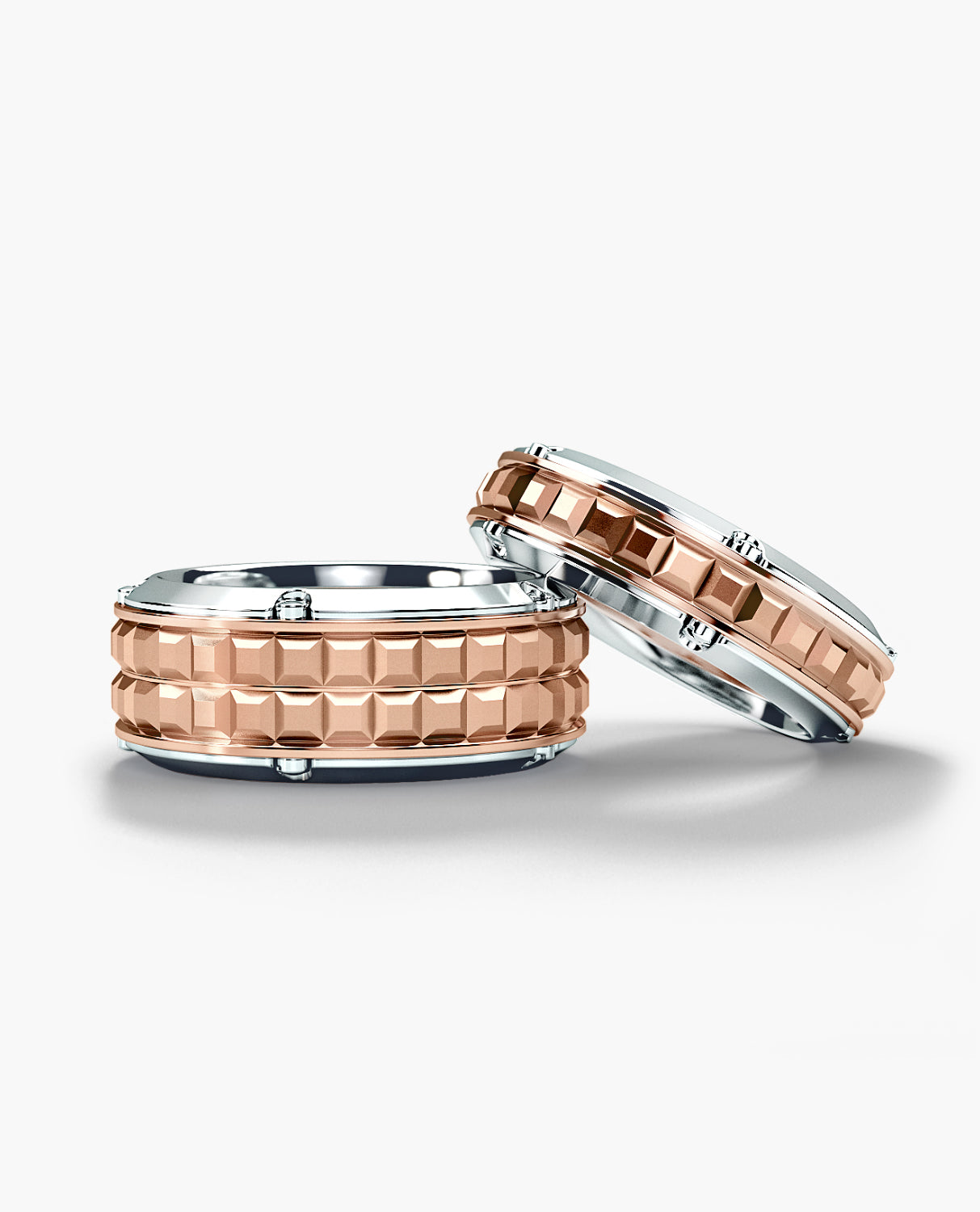 CALHOUN Two-Tone Gold Matching Wedding Band Set