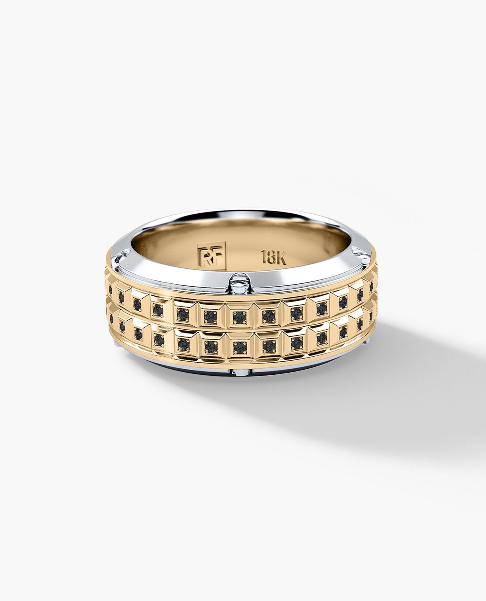 CALHOUN Two-Tone Gold Ring with 0.30ct Black Diamonds