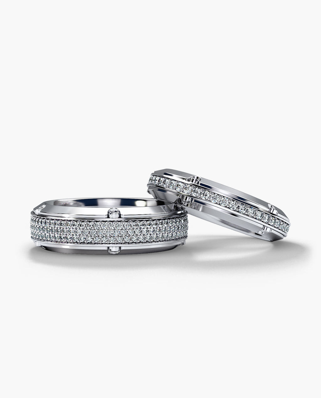 CORTEZ Gold Matching Diamond Wedding Band Set